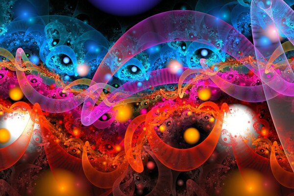 Motivi e palline iridescenti multicolori