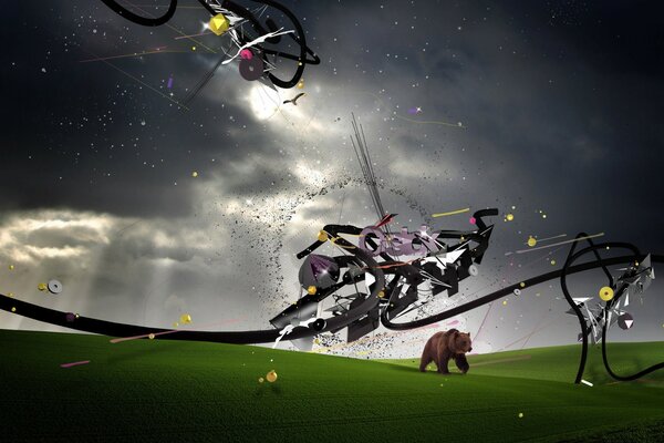 L orso nell Apocalisse cammina sulla superficie