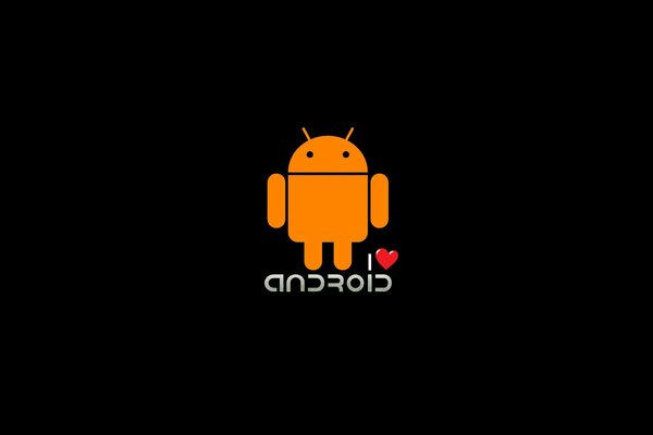 Segno arancione Android su sfondo nero