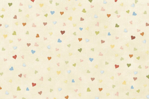 Illustrazione di cuori colorati su sfondo beige