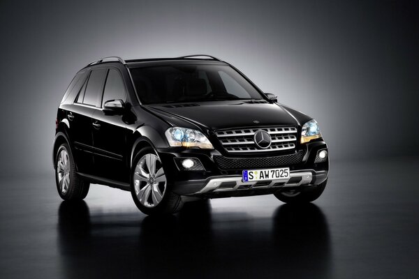 SUV nero in piedi sul pavimento