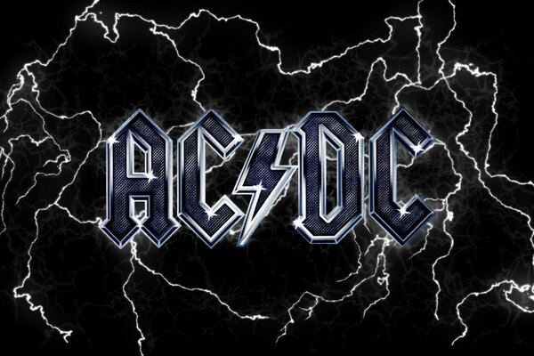 Emblema del gruppo ac / dc con fulmini