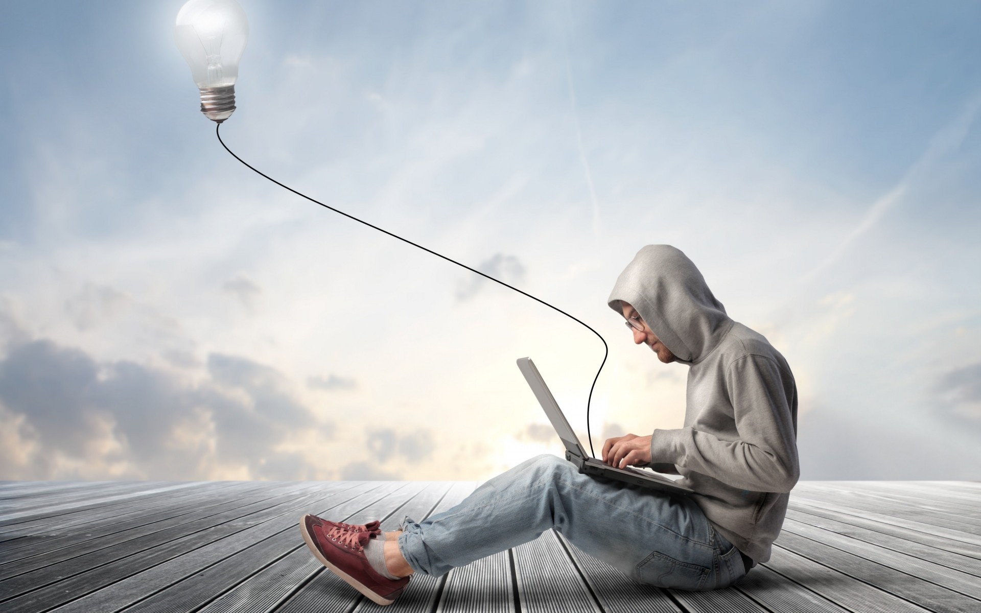 uno cielo uomo all aperto affari adulto energia natura tecnologia computer portatile fantasia geek