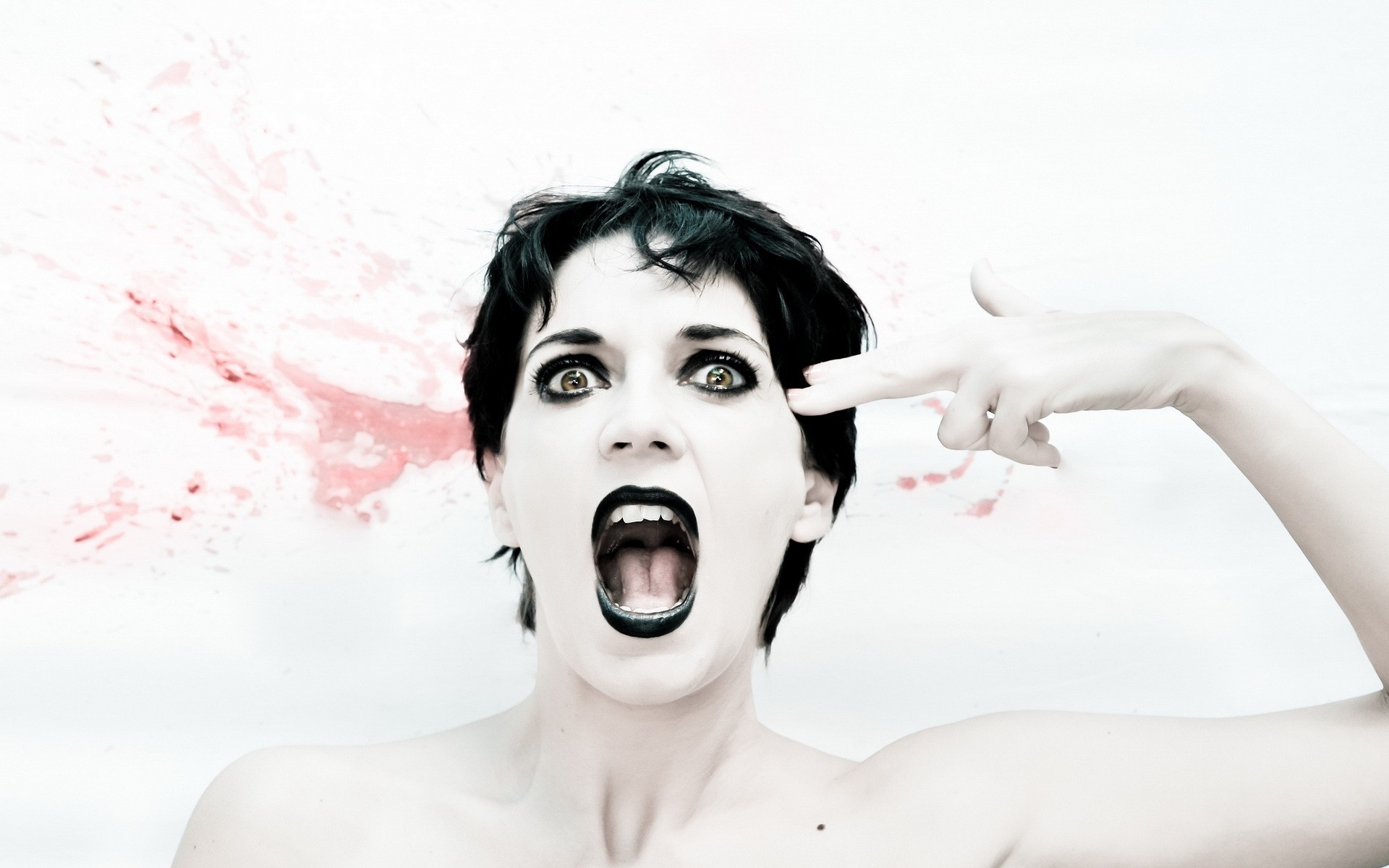 ragazza donna ritratto giovane moda faccia bella adulto glamour modello bruna uno uomo situazione donna scioccata faccia scioccata