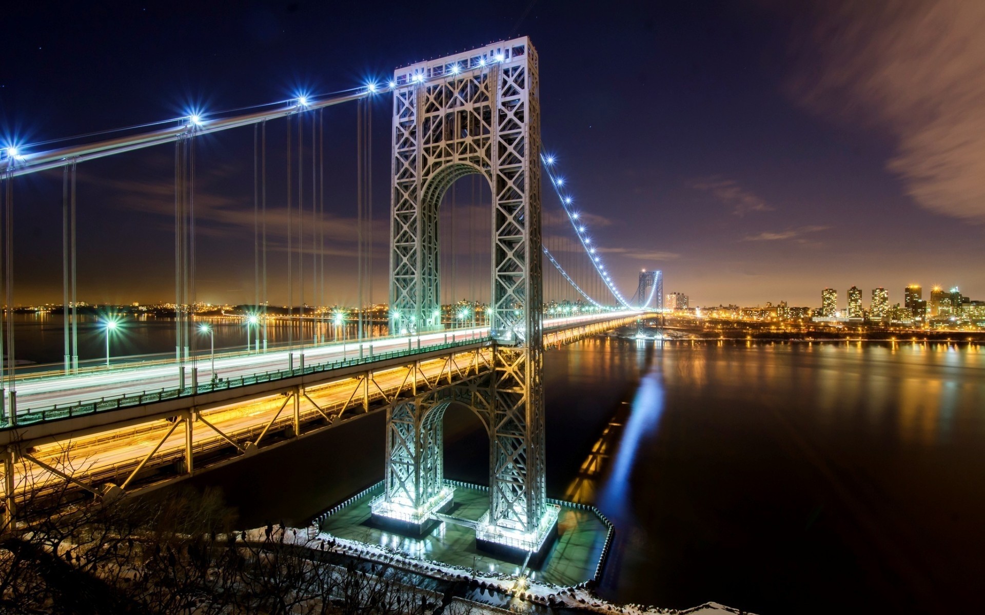 stati uniti ponte acqua città fiume viaggi tramonto architettura crepuscolo cielo riflessione urbano sera casa luce centro città alba collegamento new york stati uniti george washington bridge