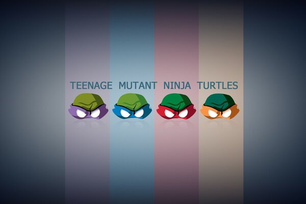 Maschere di tartarughe ninja su sfondo a strisce
