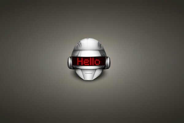 Testa di robot su uno sfondo grigio in un gruppo musicale