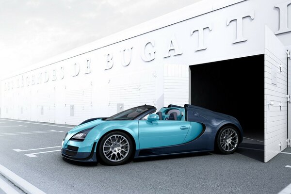 La nuova Bugatti blu esce dal garage