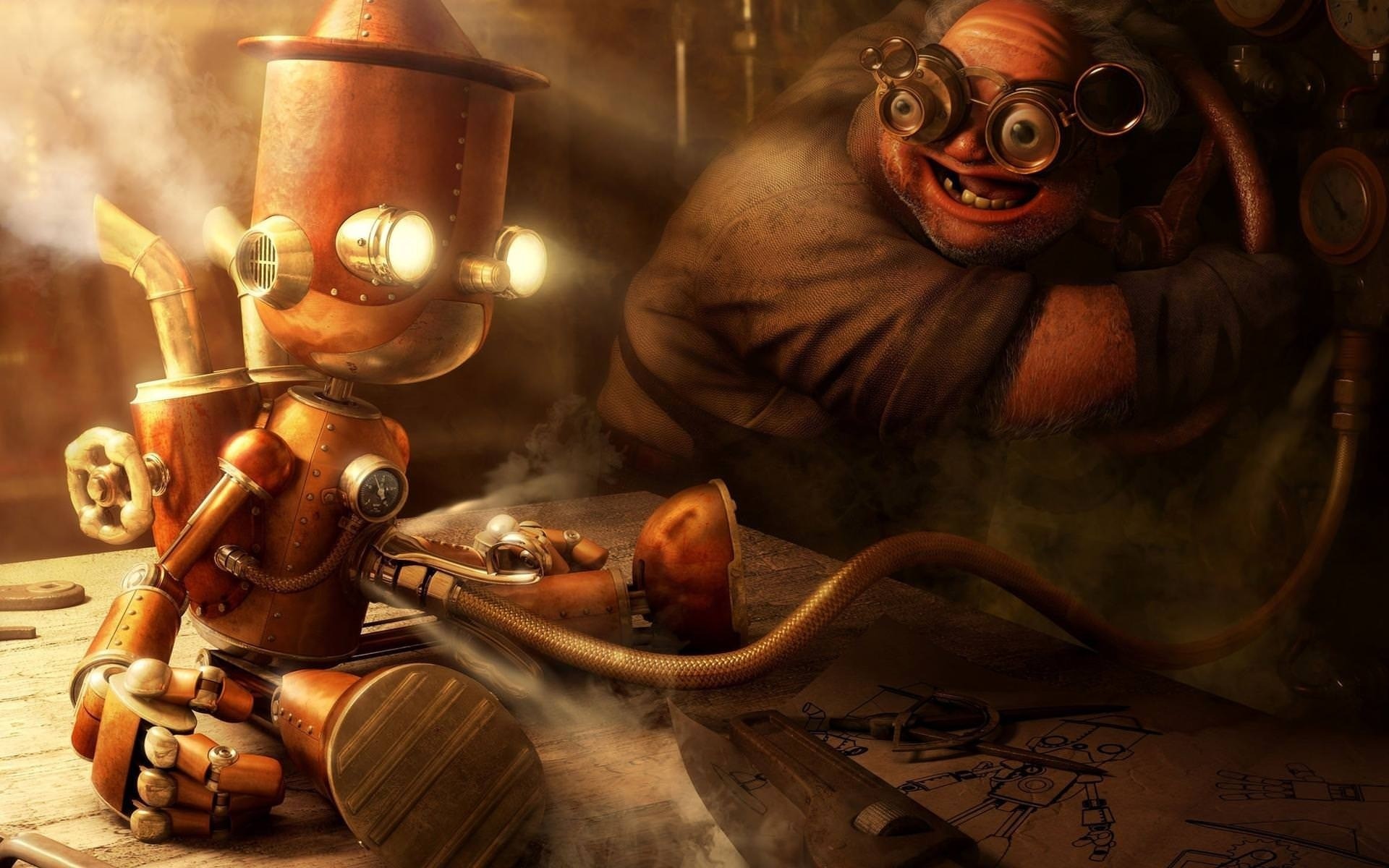 uomo uno arma pistola steampunk