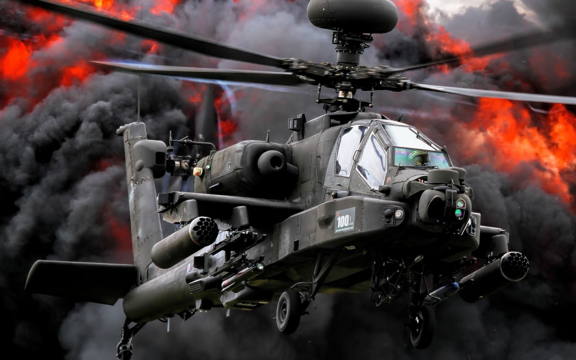 militare elicottero auto fiamma guerra sistema di trasporto armi esercito fumo boeing ah-64 apache