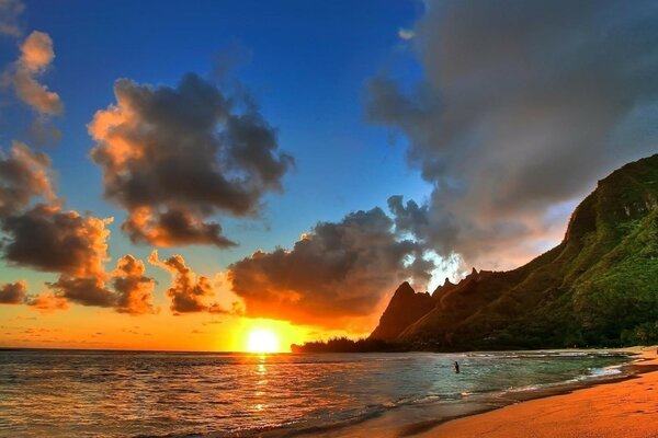 Seashore tramonto bellezza paradiso