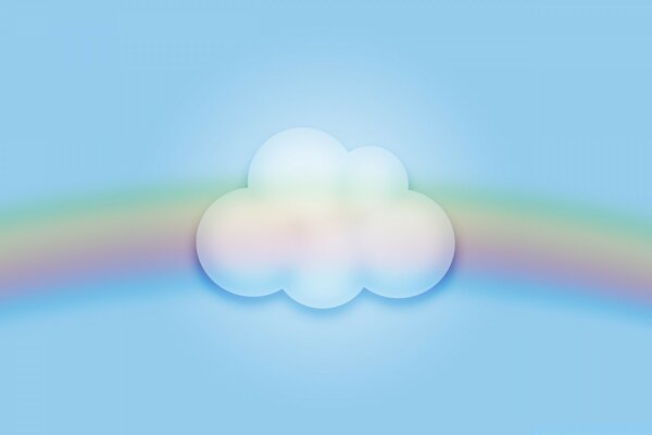 Arcobaleno e nuvola. Sfondo blu