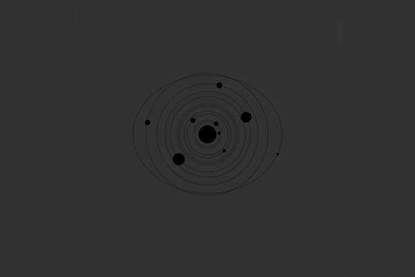 Schema del sistema solare su sfondo grigio
