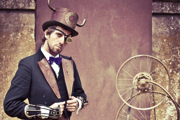 Foto vintage retrò di un uomo in monocolo