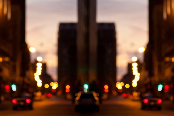 Città luce strada sfocata