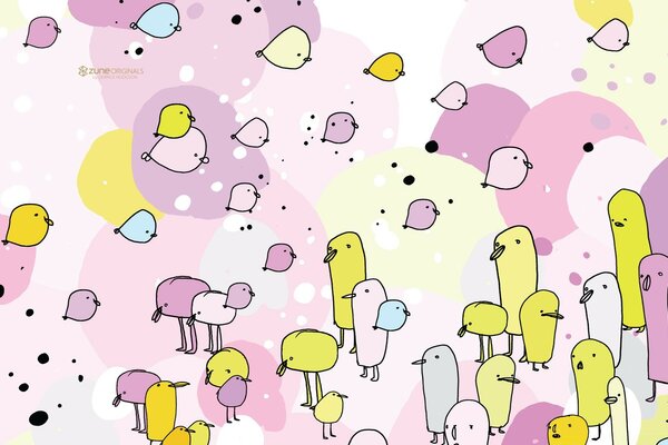 Illustrazione carina con diverse anatre