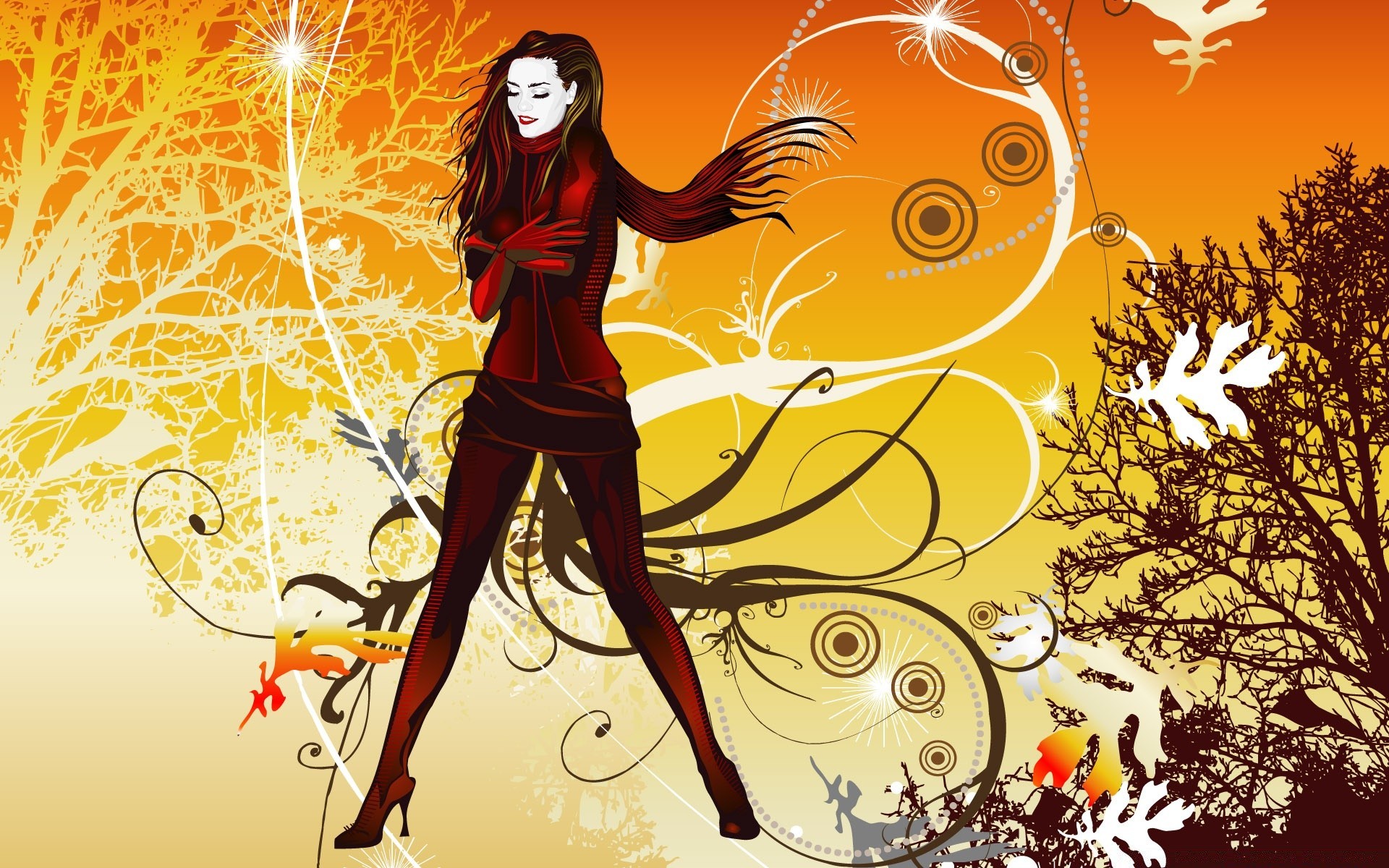 grafica vettoriale illustrazione vettoriale desktop donna bella foglia design silhouette arte moda decorazione
