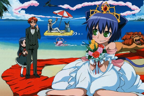 Momento del film anime sullo sfondo del mare