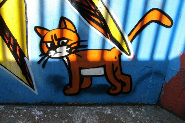 Gatto dipinto sul garage