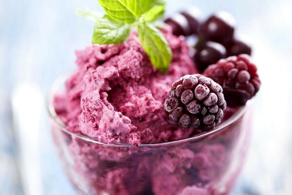 Gelato al ribes nero, con aggiunta di lamponi