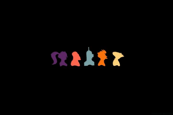 Sagome minimaliste di personaggi dei cartoni animati