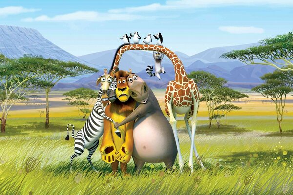 Personaggi dei cartoni animati del Madagascar. Estate