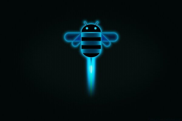 Android sotto forma di un ape su uno sfondo scuro