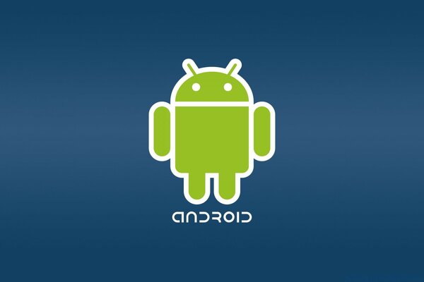 Robot Android di colore verde su sfondo blu