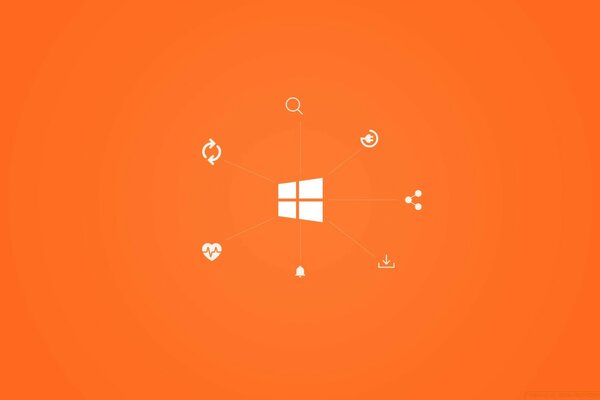 Icona di Windows bianca su sfondo arancione