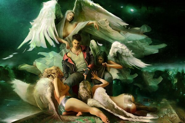 Angeli femminili e l uomo del gioco