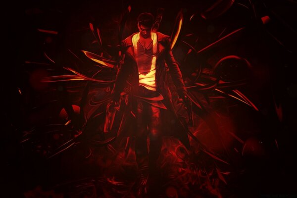 Il personaggio di devil may cry al centro della fiamma