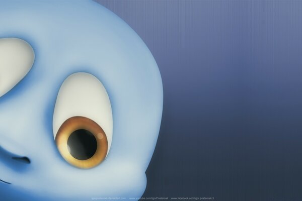 Fantasma blu con occhi enormi