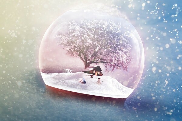 Palla souvenir con fiocchi di neve magici