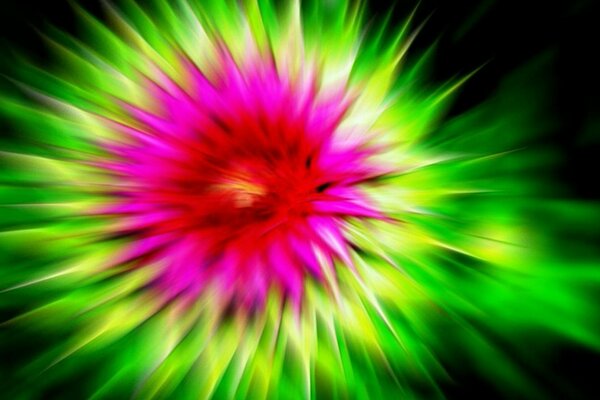 Un istantanea sfocata di un fiore di bardana, brillante ma bardana in modo semplice