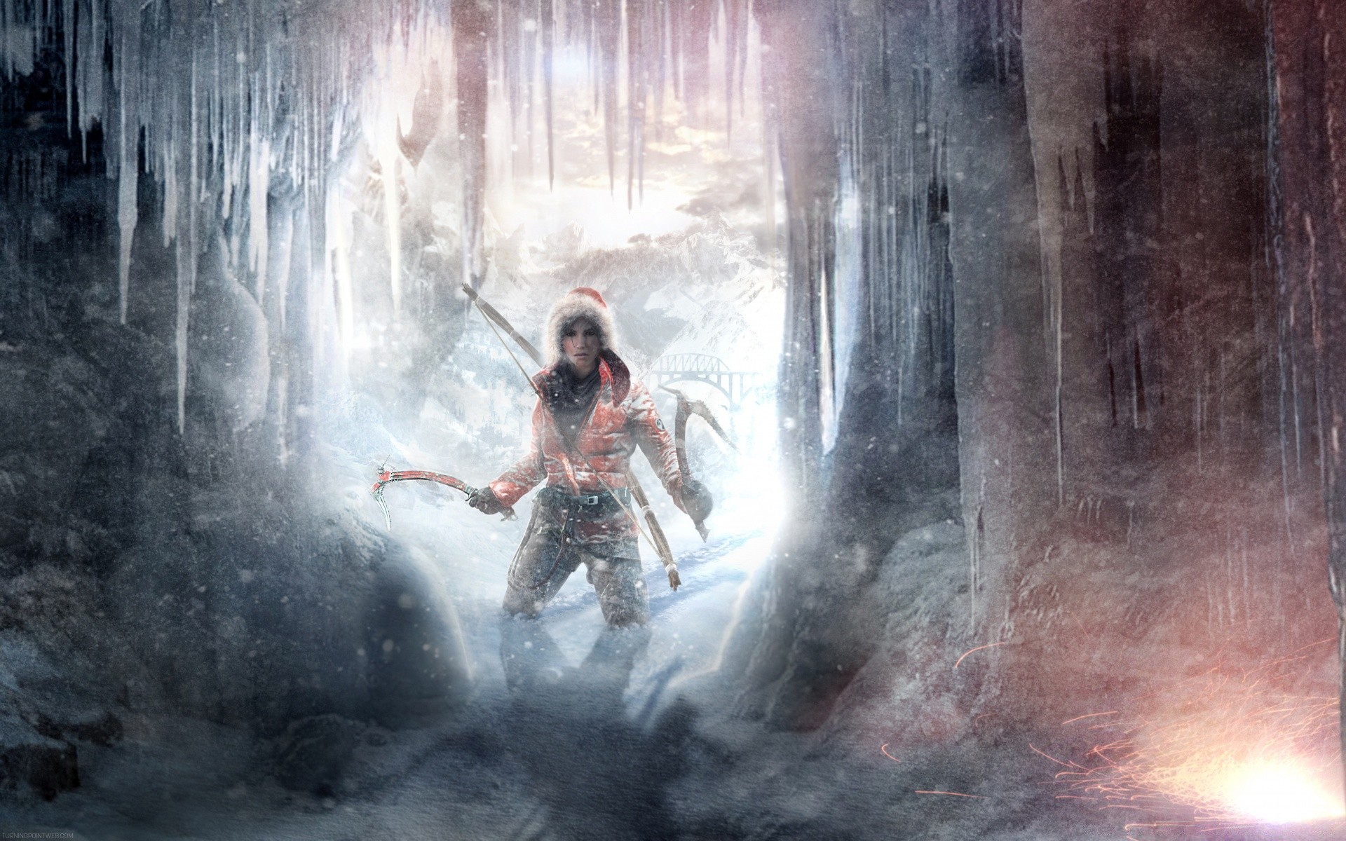 tomb raider adulto acqua singola ricreazione movimento donna uomo viaggi all aperto roccia bagnata luce del giorno cascata