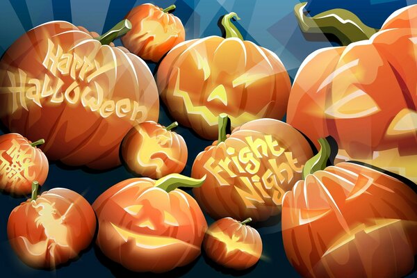 Un sacco di zucche di Halloween stilizzazione