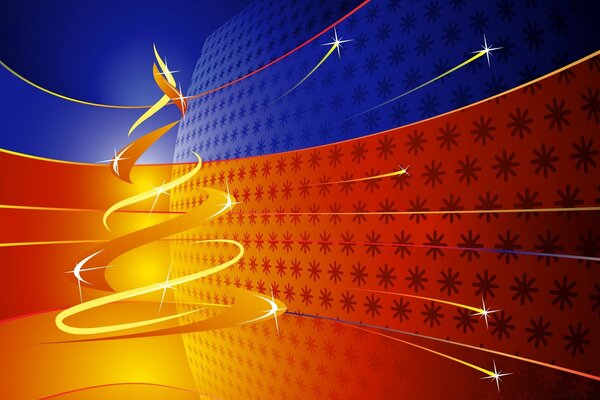 I covoni d oro delle scintille volano via dall albero di Natale che depone le uova