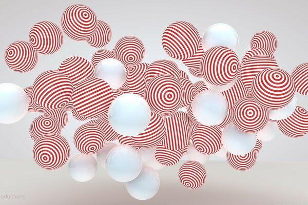 Palloncini bianchi e a strisce fluttuanti nell aria