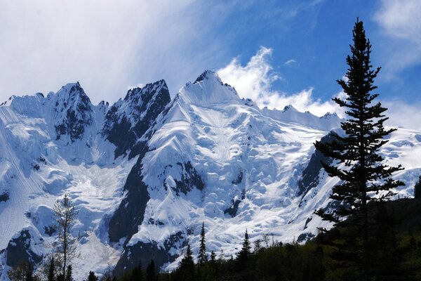 Cime innevate di alte montagne