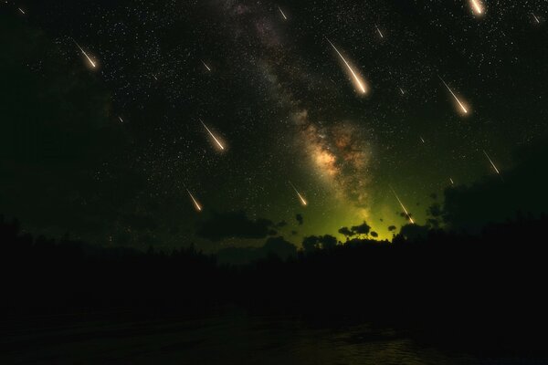 Cielo stellato della galassia ed esplosioni