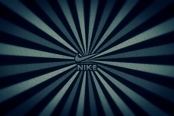 Logo Nike su sfondo a righe