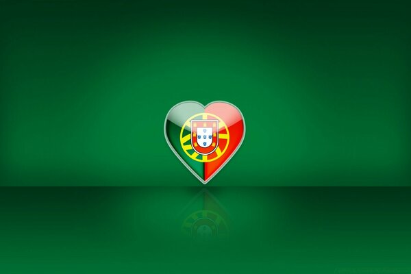 Bandiera a forma di cuore su sfondo verde