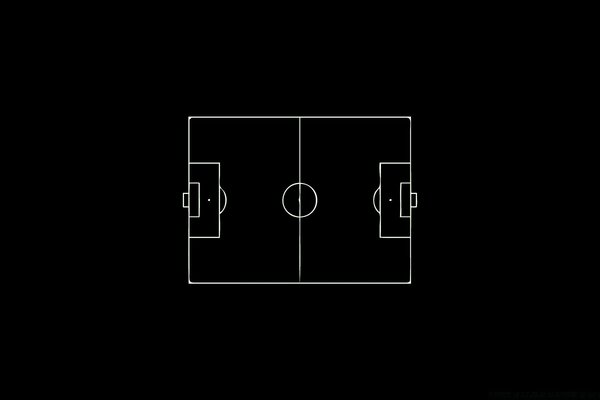 Diagramma del campo di calcio su sfondo nero
